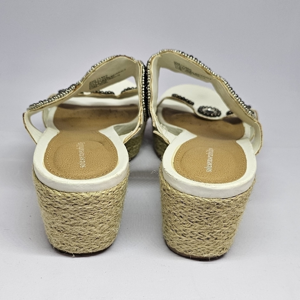 Size 8 | Kohls White Beaded Wedges - Picture 4 of 5